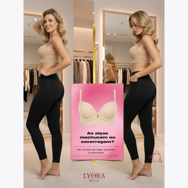 Kit 2 Sutiã Reforçado Liso Ajustável Com Bojo 3 Fecho Lateral Alta Feminino Confortável