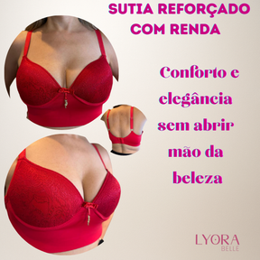 Sutiã Reforçado Ajustavel Plus Size C/ Renda Triplo Fecho Alta Sustentação com bojo