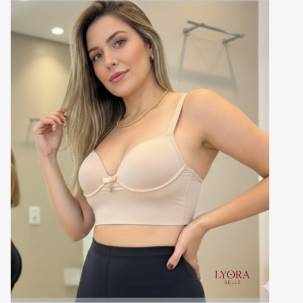 Sutiã Reforçado Liso  Ajustável Com Bojo 3 Fecho Lateral Alta Feminino Confortável