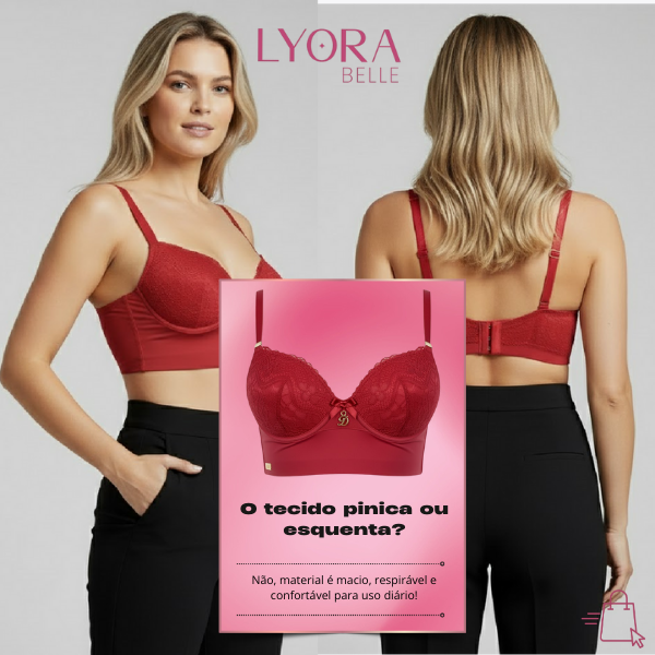 Sutiã Reforçado Ajustavel Plus Size C/ Renda Triplo Fecho Alta Sustentação com bojo