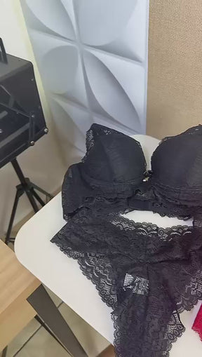 Conjunto Lingerie Com Renda Calcinha E Sutiã Confortável Sexi Premium Ref 690